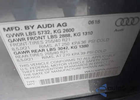 2018 Audi Sq5 3.0T Premium Plus z USA, uszkodzony, nr VIN WA1C4AFYXJ2205040